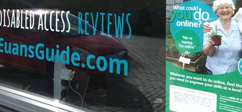 A photo of the Get Online Week poster in the Euan's Guide office.