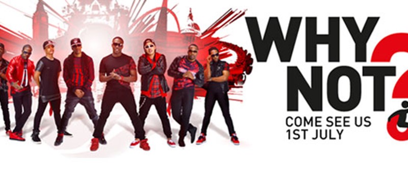 The logo of Why Not People and a photo of a band.
